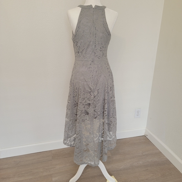 Elegant Gray Lace High/low Maxi Dress Sz XL - Picture 2 of 7